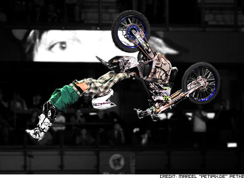 David Rinaldo Double Grab Backflips at Night of the Jumps in Hamburg 2011 David Rinaldo Double Grab Backflips at Night of the Jumps in Hamburg 2011